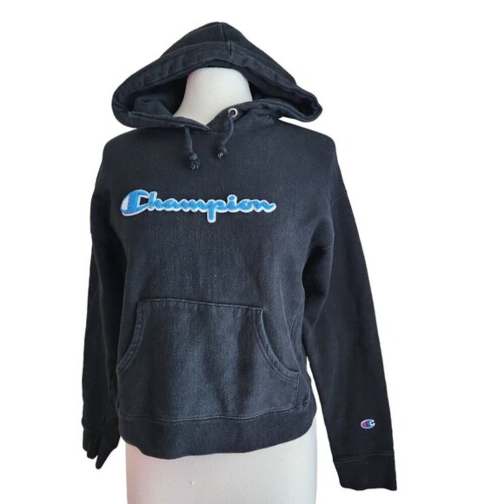 Champion Reverse Weave Blank Pullover Hoodie Women Size Medium Black
